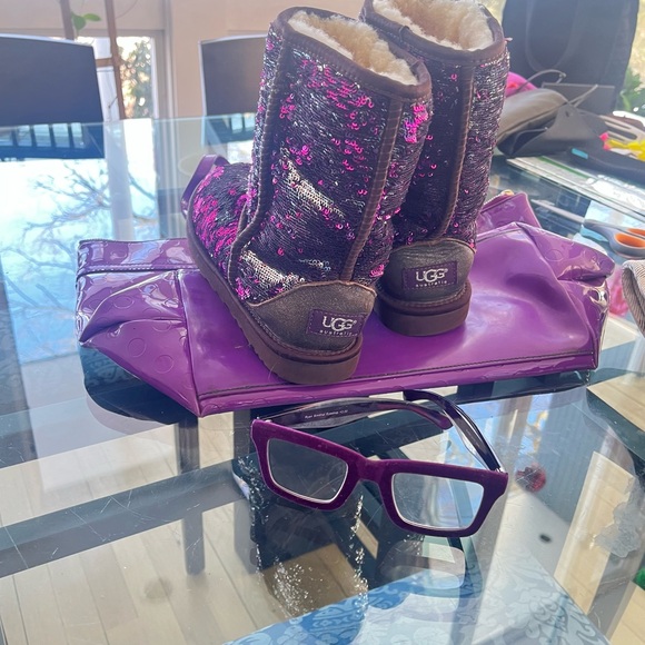 UGG Pink and Purple Sequin Boots with Accessories - Picture 2 of 6